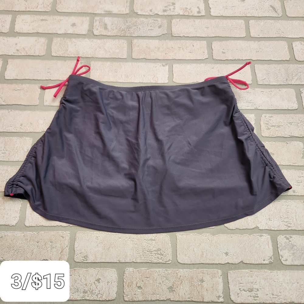 ZeroXposur Womens Grey Florescent Pink Swim Skirt Bottoms Size L